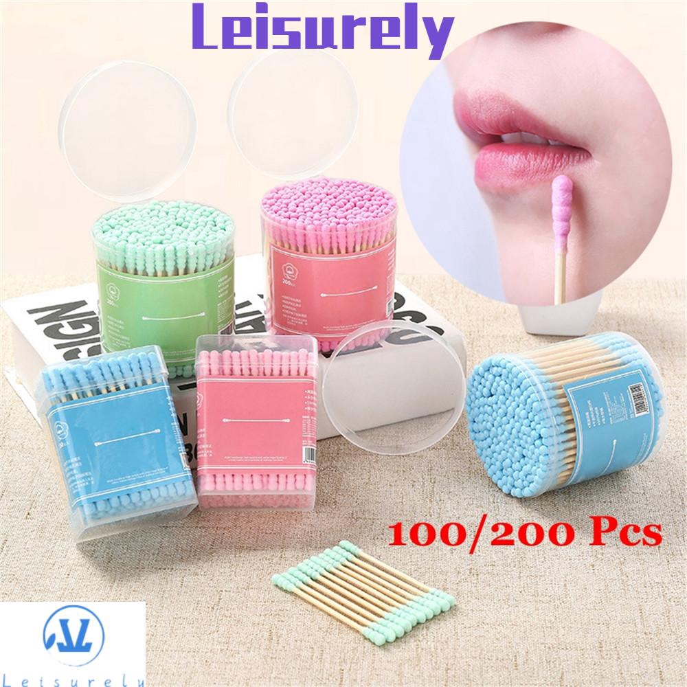 💜LEILY💜 100/200Pcs With Storage Box Beauty Disposable Applicator Tool Health Care Double Heads Cotton Swabs