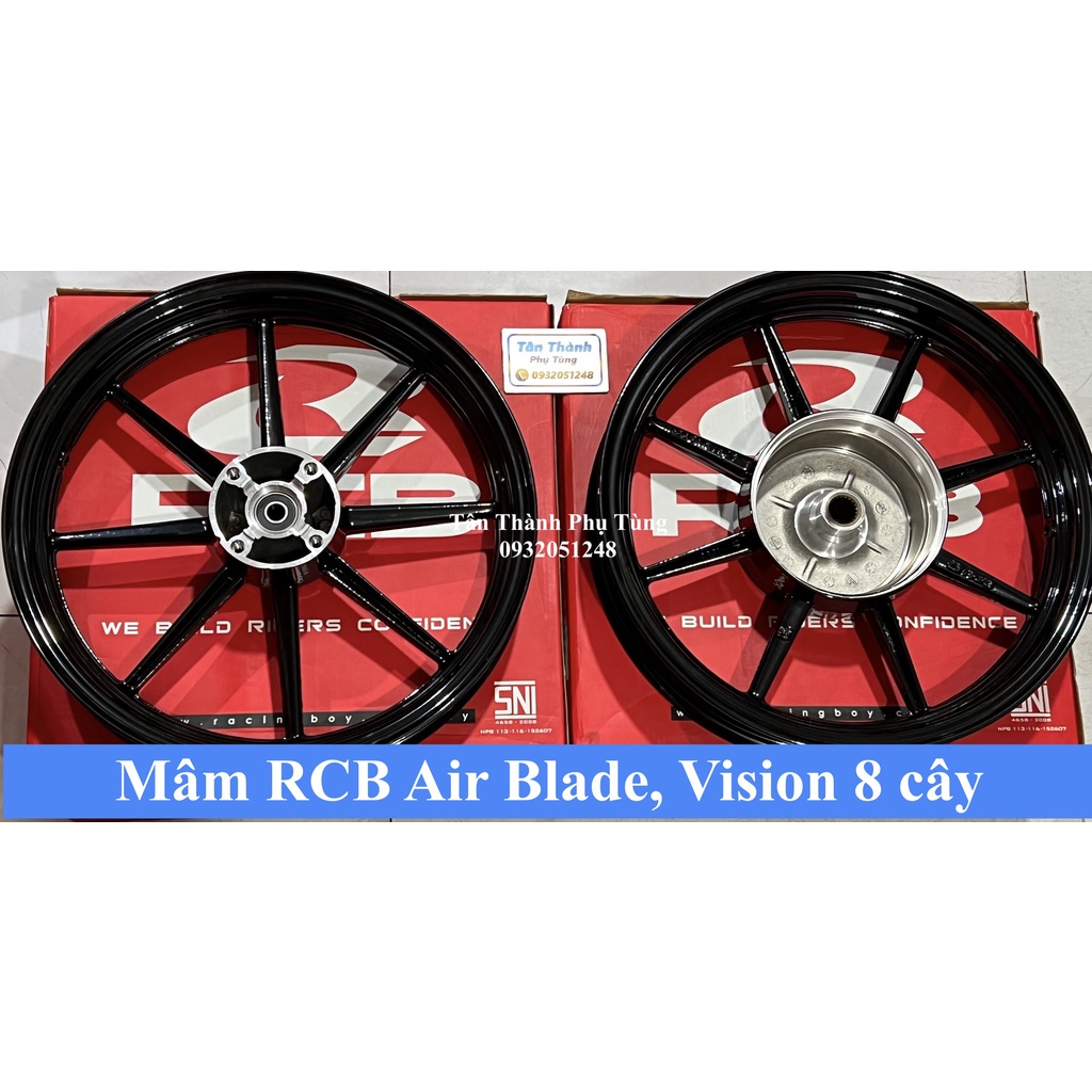 Mâm RCB Air Blade, Vision 8 cây cốt nhỏ gắn như zin- Màu đen