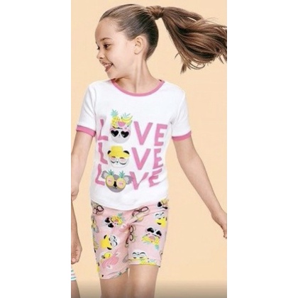 Bộ Quần Áo Ngắn Tay Bé Gái PLACE Hàng Xuất Dư Xịn Chất Mịn Đẹp 100% Cotton In Hình Dễ Thương Gấu Love