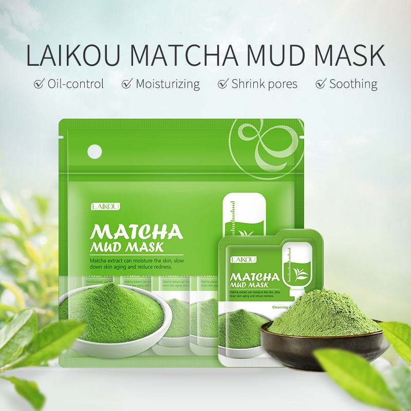 Bộ 12 gói mặt nạ bùn tinh chất matcha trà xanh làm sạch sâu kiểm soát dầu