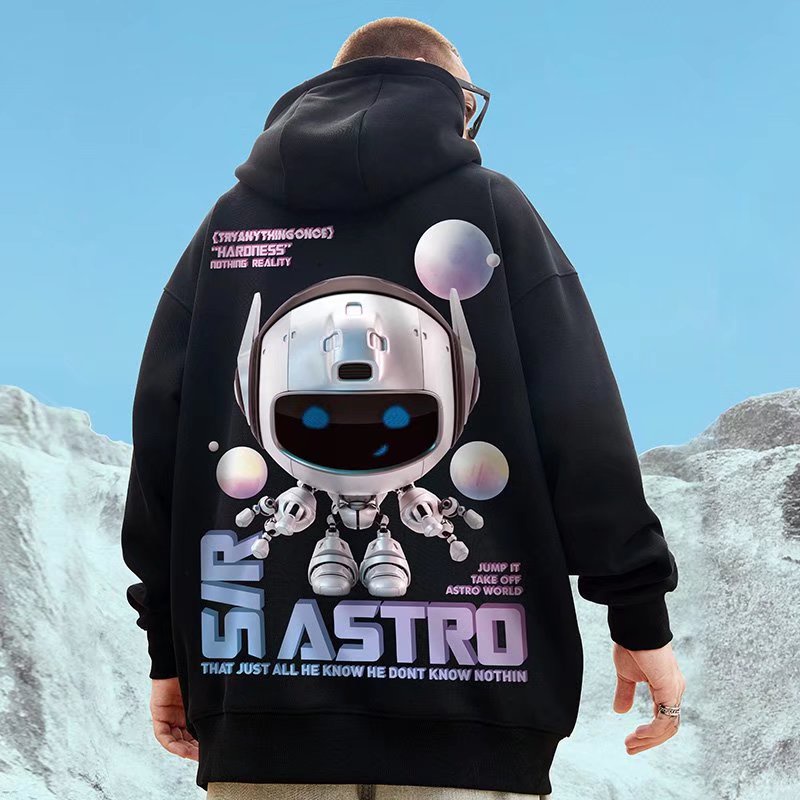Áo hoodie tay dài dáng rộng in họa tiết hoạt hình phong cách đường phố Hàn Quốc thời trang mùa đông cho nam size M-8XL