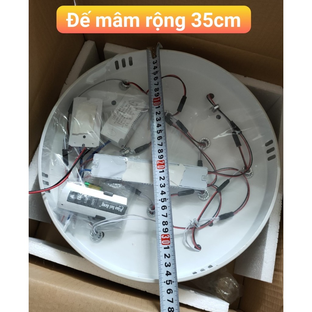 Đèn Ốp Trần LED Hiện Đại 12 Cánh Sen ánh sáng 3 chế độ có diều khiển từ xa phân tầng.Bảo Hành 2 Năm