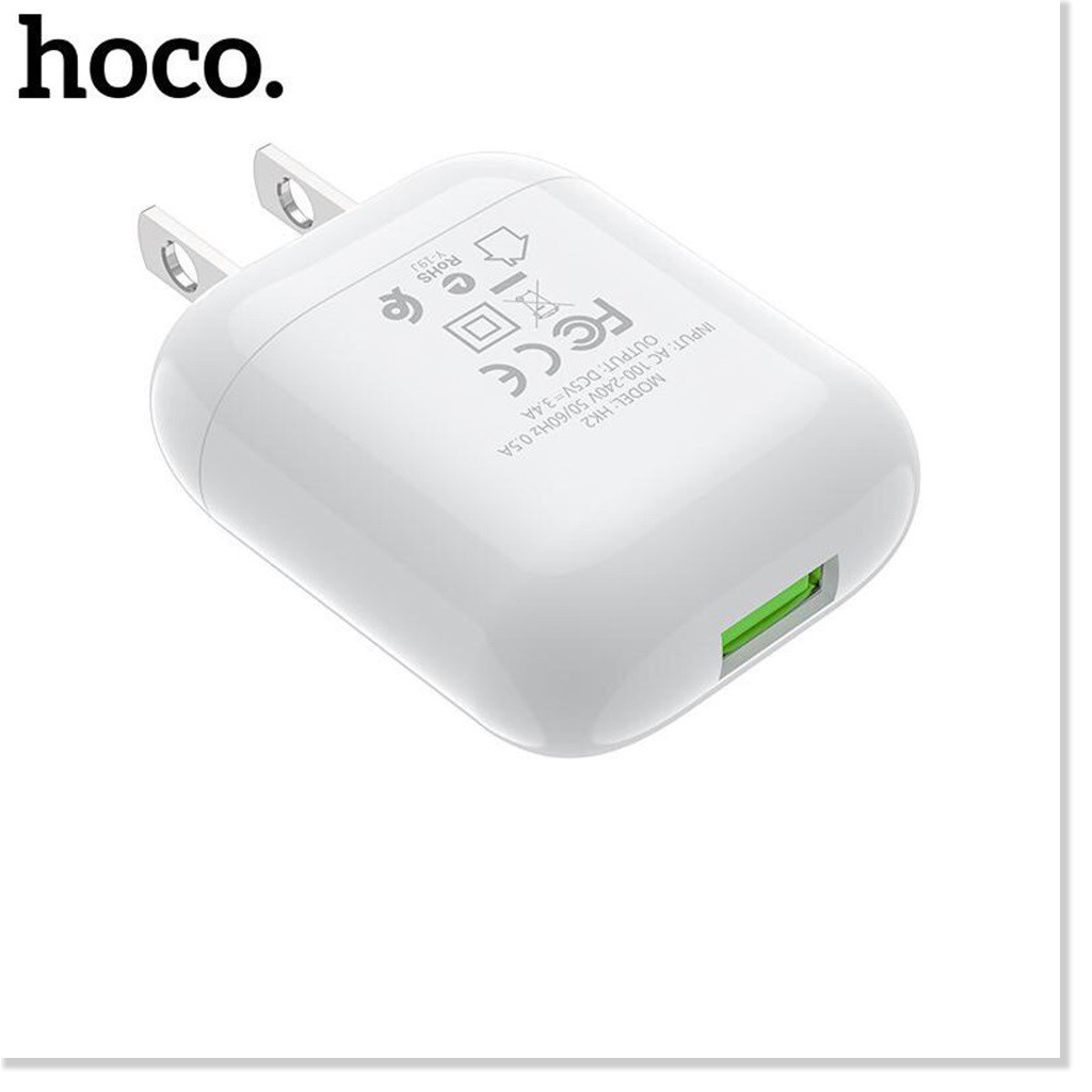 Combo cốc sạc và cáp sạc Hoco HK2 Lightning hỗ trợ sạc nhanh 3.4A cho iPhone/iPad thân cốc sạc làm từ nhựa ABS bền chắc