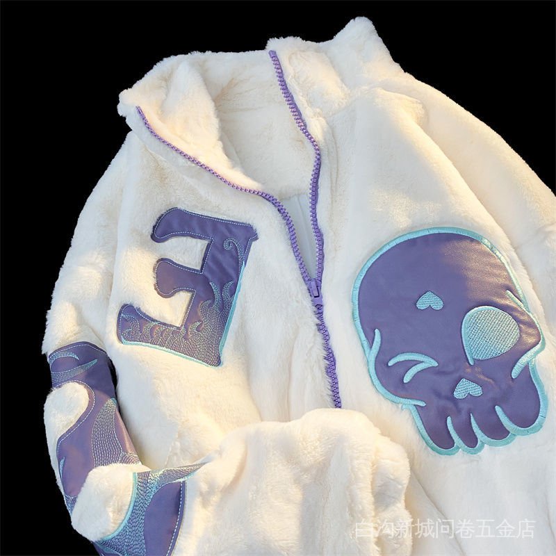 Áo khoác cotton lông cừu phong cách hip hop thời trang thu đông cho nam và nữ