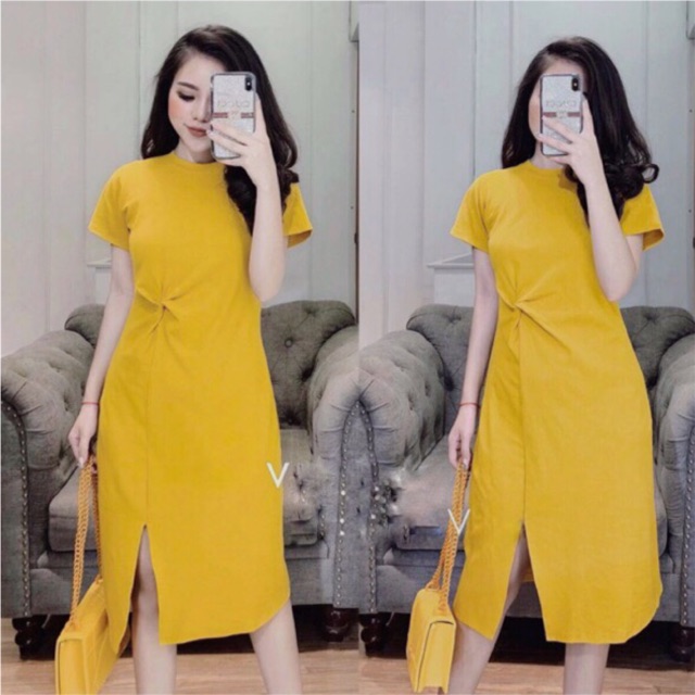 Váy xoắn eo BIGSIZE 80kg trở lại, Chất liệu Cotton thun co dãn nhẹ vải mát CADIE BIGSIZE