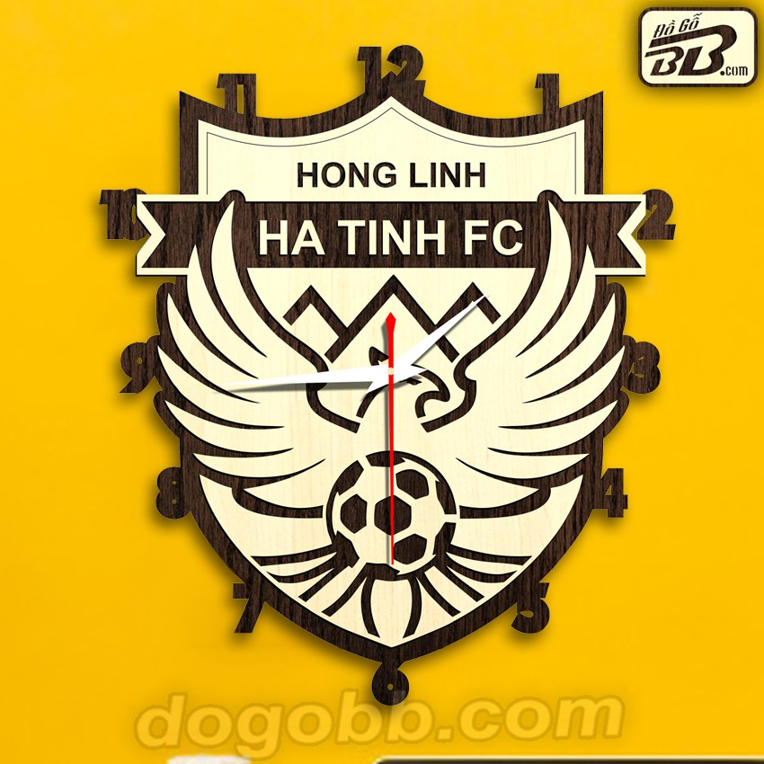 Đồng Hồ Logo Bóng Đá Hồng Lĩnh Hà Tĩnh Treo Tường V-League V.League VLeague Gỗ Bền Rẻ Đẹp - Đồ Gỗ BB