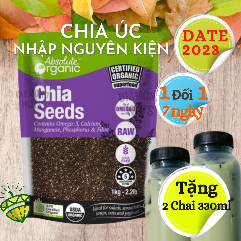 Hạt Chia Úc 1KG Absolute Organic Hữu Cơ Giảm Cân Mới nhất Chuẩn chất lượng Diamondnuts