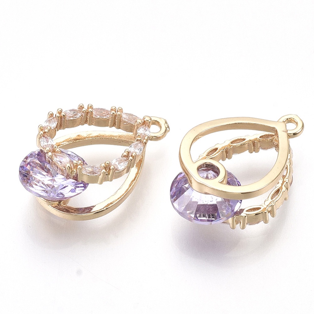 Set 2~5 Mặt Dây Chuyền Hình Giọt Nước Rỗng Bằng Đồng Thau Mạ Vàng 19x11x7mm Cho Làm Trang Sức