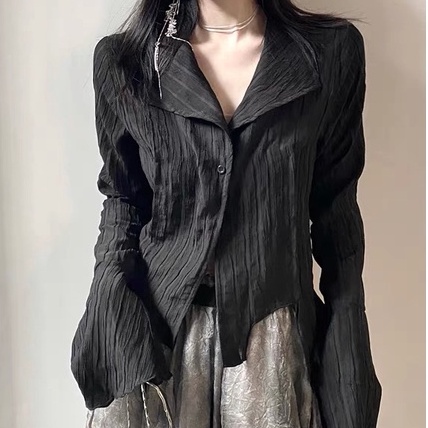 Áo sơ mi dài tay thời trang mỏng màu trơn cổ điển Áo sơ mi nữ