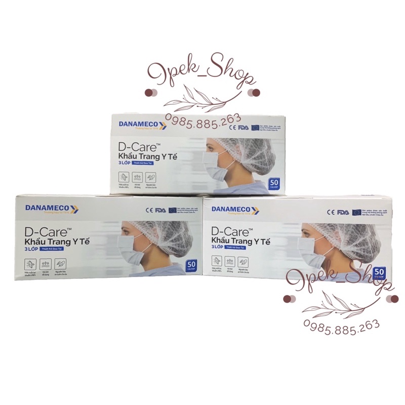 Khẩu trang y tế DANAMECO 3 lớp kháng khuẩn hộp 50 cái - Ipek_Shop