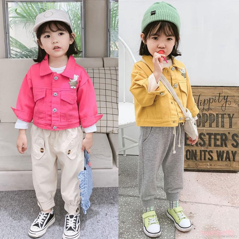 Áo khoác denim màu trơn phong cách Hàn Quốc cho bé gái