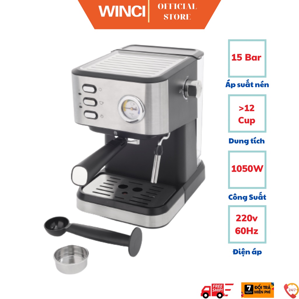 [Mã BMBAU300 giảm 10% đơn 499K] Máy pha cafe tự động Espresso, cafe sữa, cafe bọt Winci, WinYS220