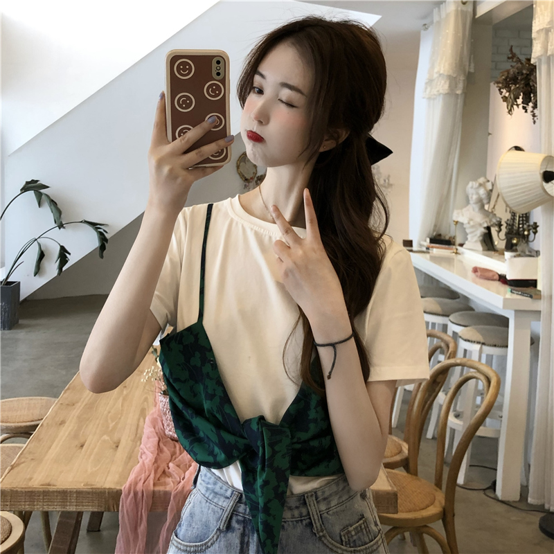 SUXI Áo Thun Nữ Tay Ngắn Cổ Tròn Độc Đáo Thời Trang Mùa Hè