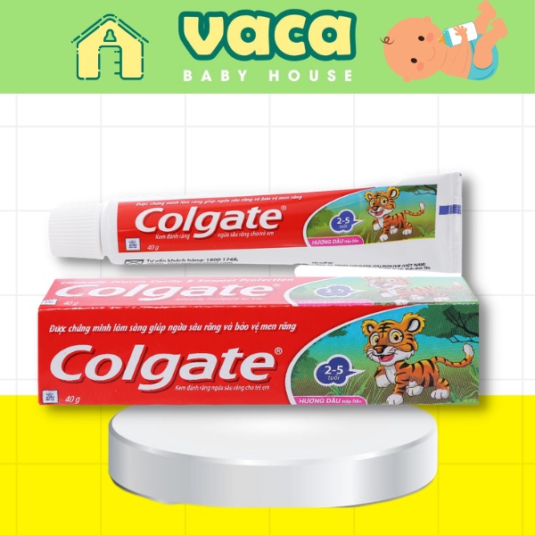 Kem đánh răng cho bé từ 2 - 5 tuổi Colgate Tiger hương dâu 40g