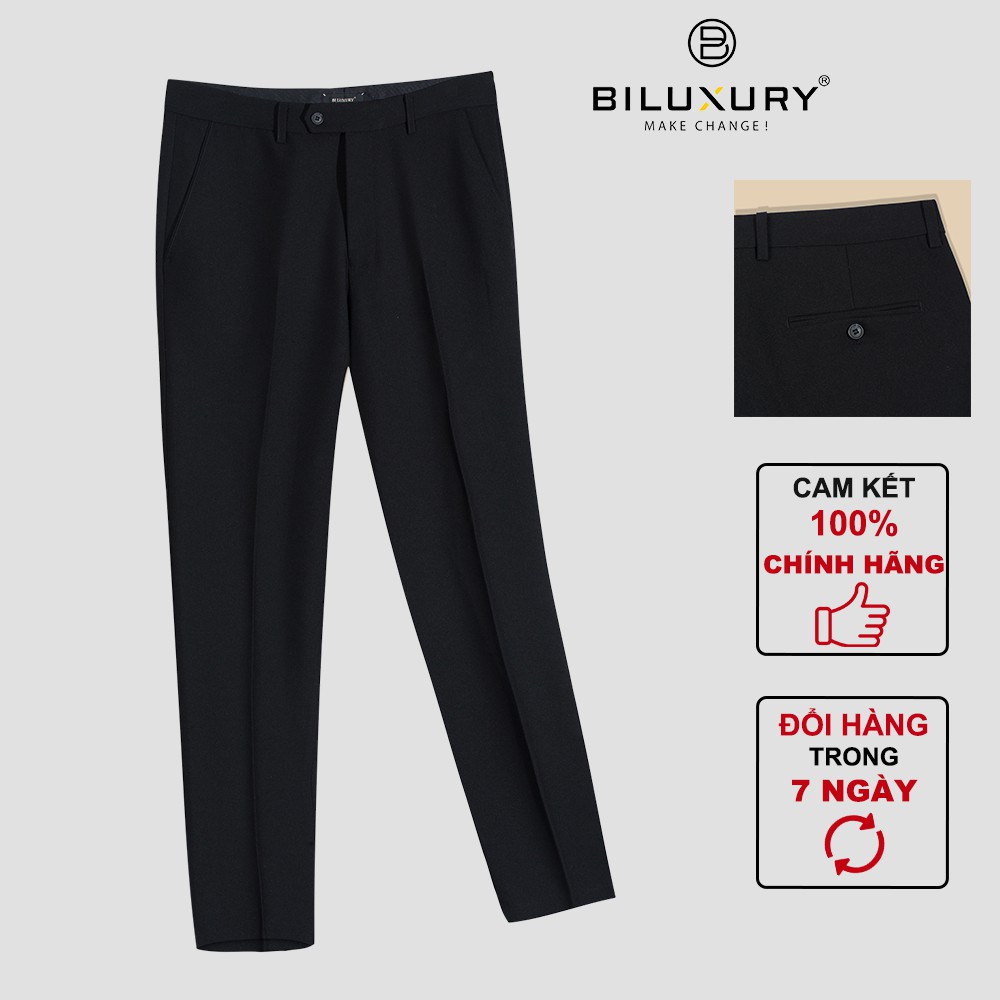 Quần âu nam công sở Biluxury ống đứng chất vải cao cấp dày dặn ít nhăn 5QAUB001DEN
