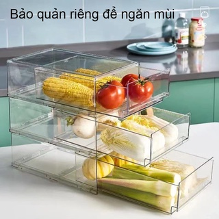 Hộp bảo quản thực phẩm ，Hộp đựng rau tủ lạnh với bảng thoát nước có thể được xếp chồng lên nhau