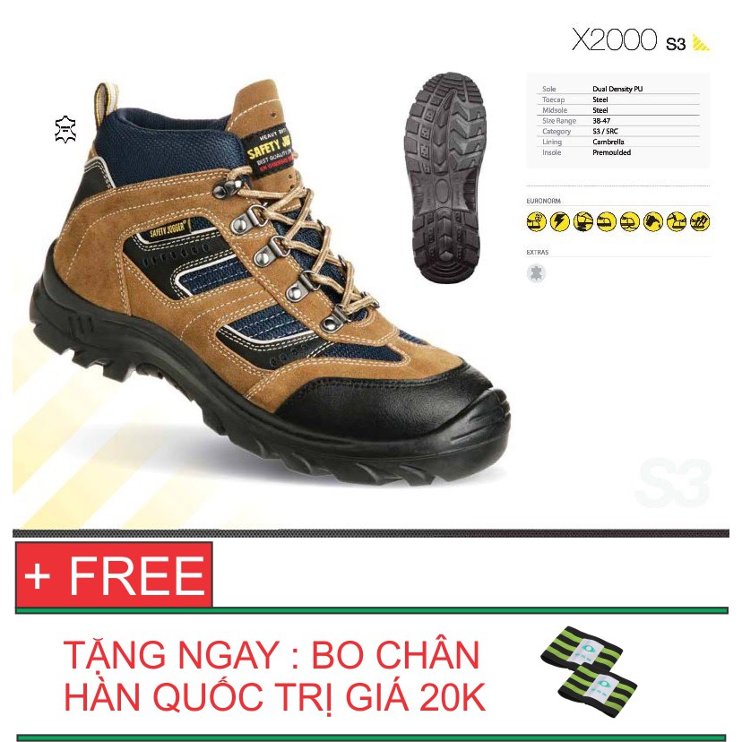Giày bảo hộ lao động Safety Jogger X2000 Cao cổ - Tặng ngay bo chân Hàn Quốc