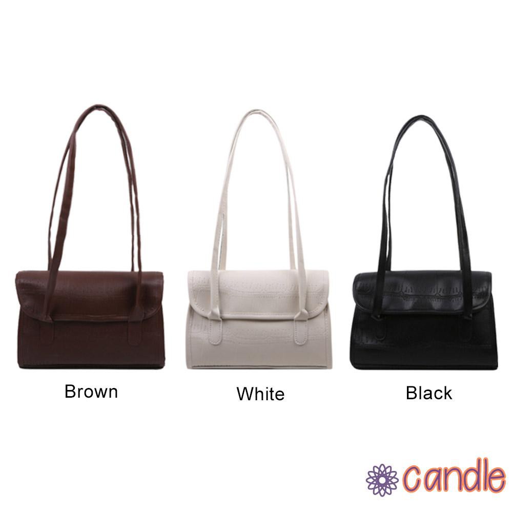 【COD】Vintage Stone Pattern Underarm Bag Women Solid Color Leather Shoulder Totes