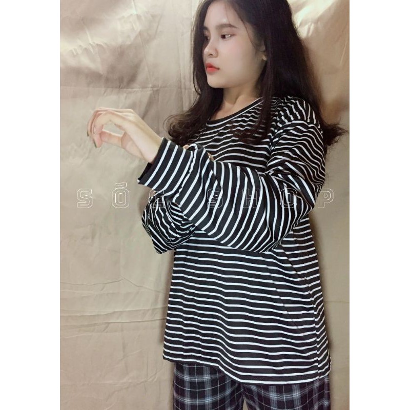 Áo Thun Kẻ Oversize (Ảnh Thật 100%)