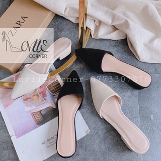 SỤC NỮ LOVIIECORNER- SỤC NỮ MŨI NHỌN - DÉP MŨI NHỌN THỜI TRANG - SỤC MŨI NHỌN ĐẾ VUÔNG 3CM - SỤC CAO GÓT NỮ D201147