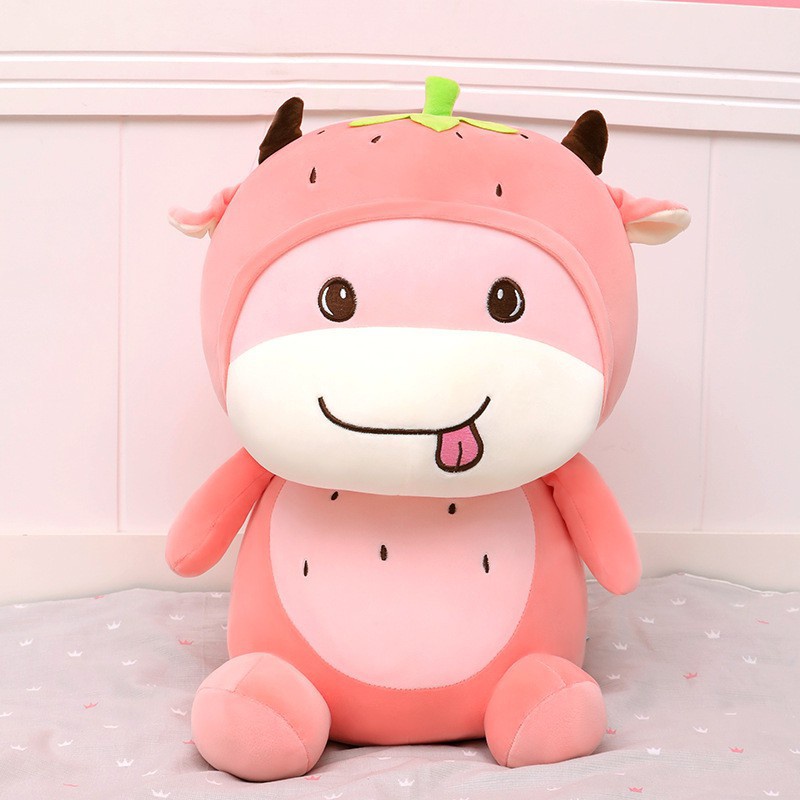 Gấu bông nhỏ thú nhồi bông cute bò sữa hoa quả mini giá rẻ kích thước 35cm