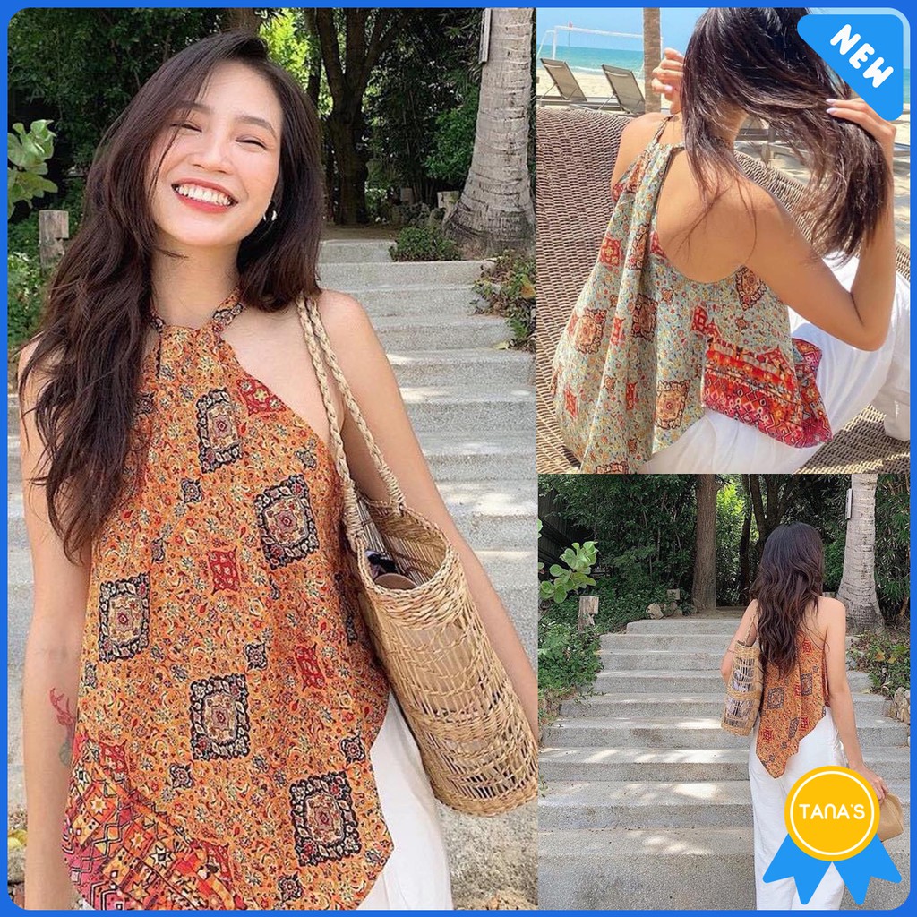 [TANA'S] Áo yếm thổ cẩm đi biển, dạo phố siêu hot, chất liệu lụa Hawaii cao cấp