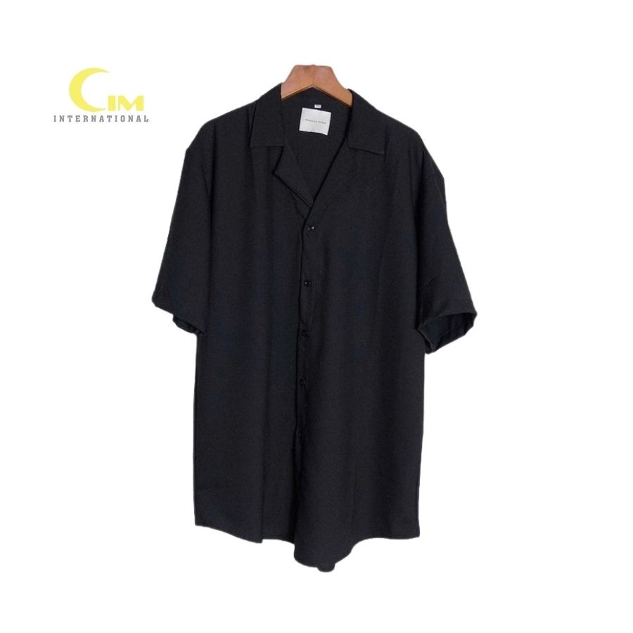 Áo sơ mi unisex tay ngắn - nam nữ form rộng, sơ mi cổ vest unisex Hàn Quốc, chất vải lụa dãn