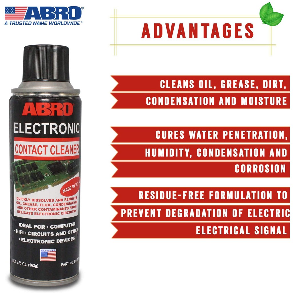 CHAI XỊT VỆ SINH LÀM SẠCH BO MẠCH ĐIỆN TỬ ABRO USA ELECTRONIC CONTACT CLEANER 163G