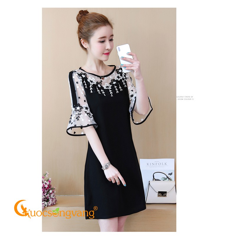 Váy đầm big size đầm xòe giấu bụng màu đen GLV071 Cuocsongvang