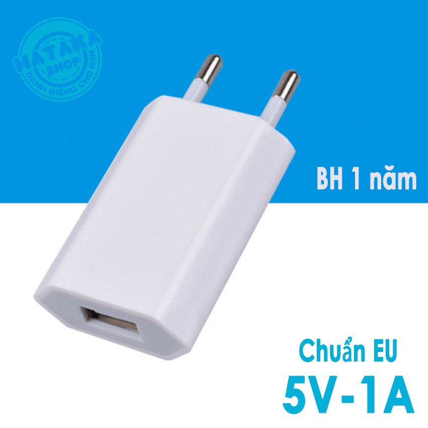 Củ sạc 1A chân tròn chuẩn EU siêu mỏng siêu nhẹ bảo hành 12 tháng