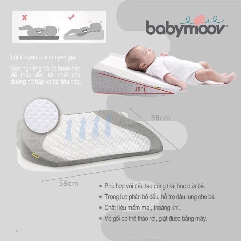 Gối chống trào ngược babymoov - hàng chính hãng nhập khẩu cty ánh dương phân phối