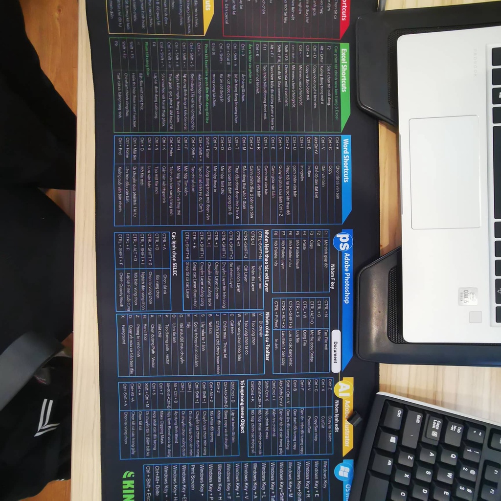 Miếng lót chuột phím tắt văn phòng office, photoshop, AI,... SIZE 30x80 dày thiết kế bảng tiếng việt | TPST Shop