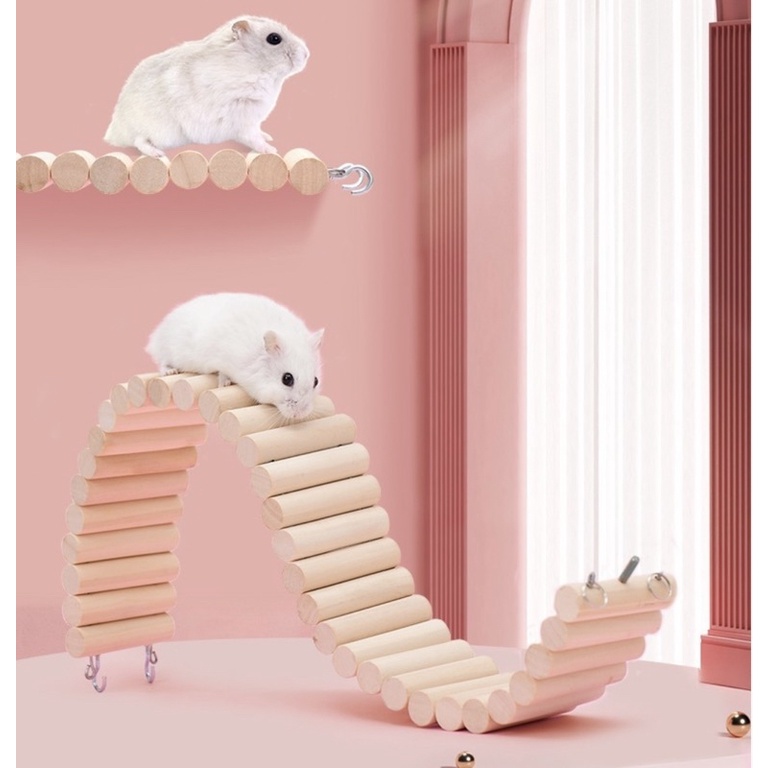 Thang gỗ uốn. Vật dụng trang trí chuồng hamster/sóc/ chim vẹt