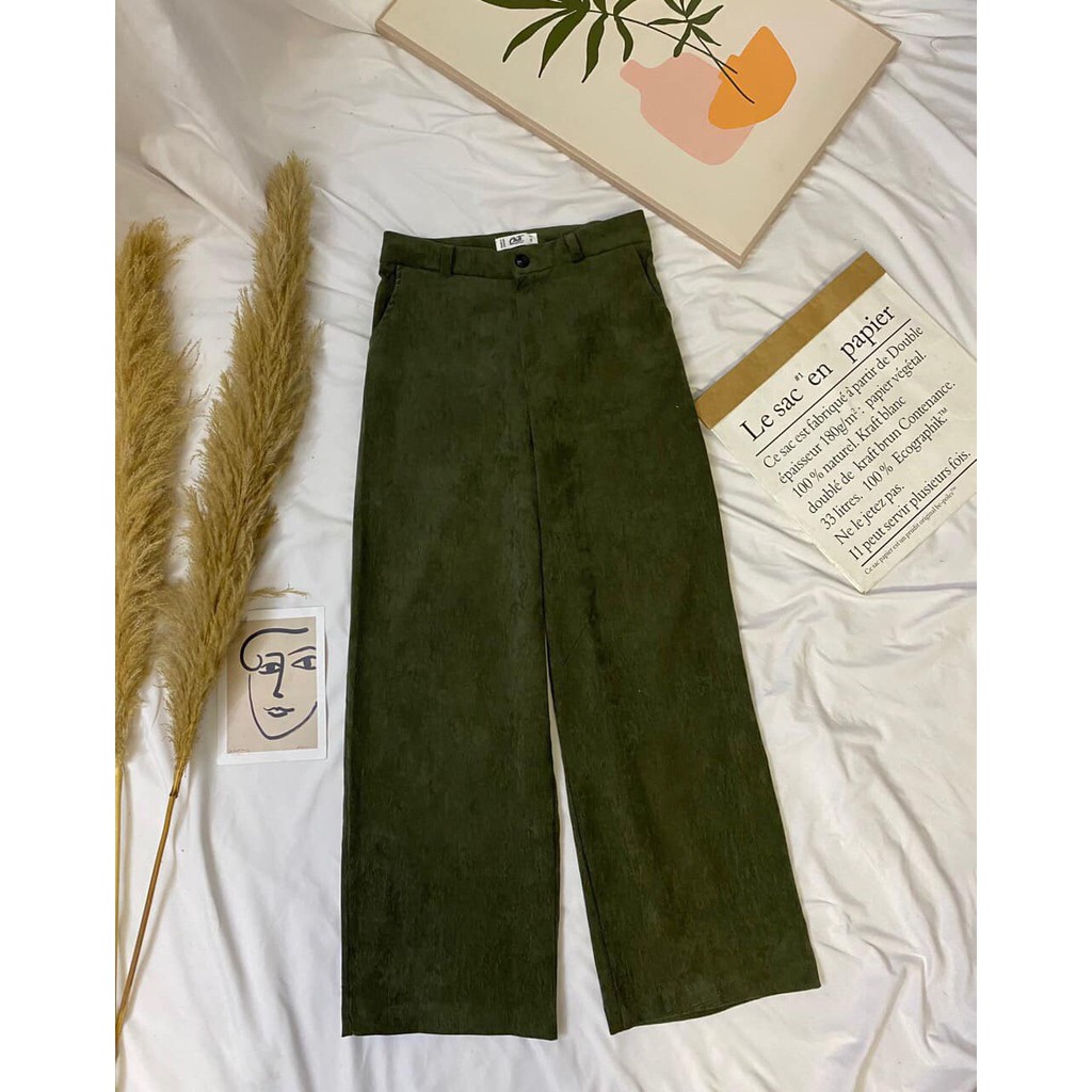 Quần Ống Rộng Nữ Lưng Cao, Quần Nhung Tăm Nữ Ống Suông Có Khóa Kéo Hàng Thiết Kế Hack Chiều Cao Dễ Phối Đồ | BigBuy360 - bigbuy360.vn