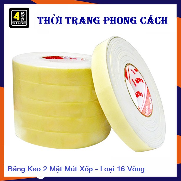 ⚡ Hàng Lại Về ⚡ Băng Keo 2 Mặt Mút Xốp - Băng Keo 2 Mặt 14 Vòng - Loại 1