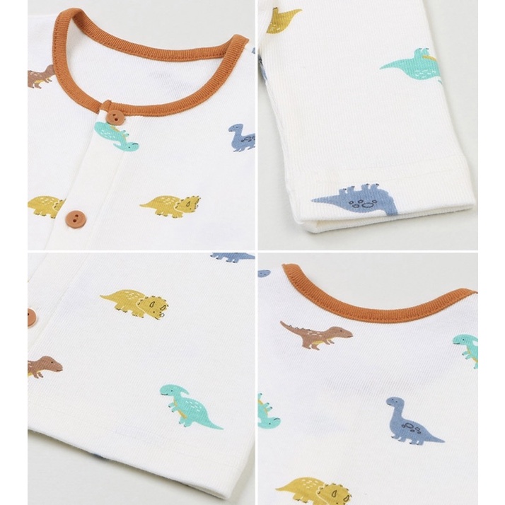Bộ cotton mềm co giãn Absorba xuất Hàn dư xịn hoạ tiết khủng long