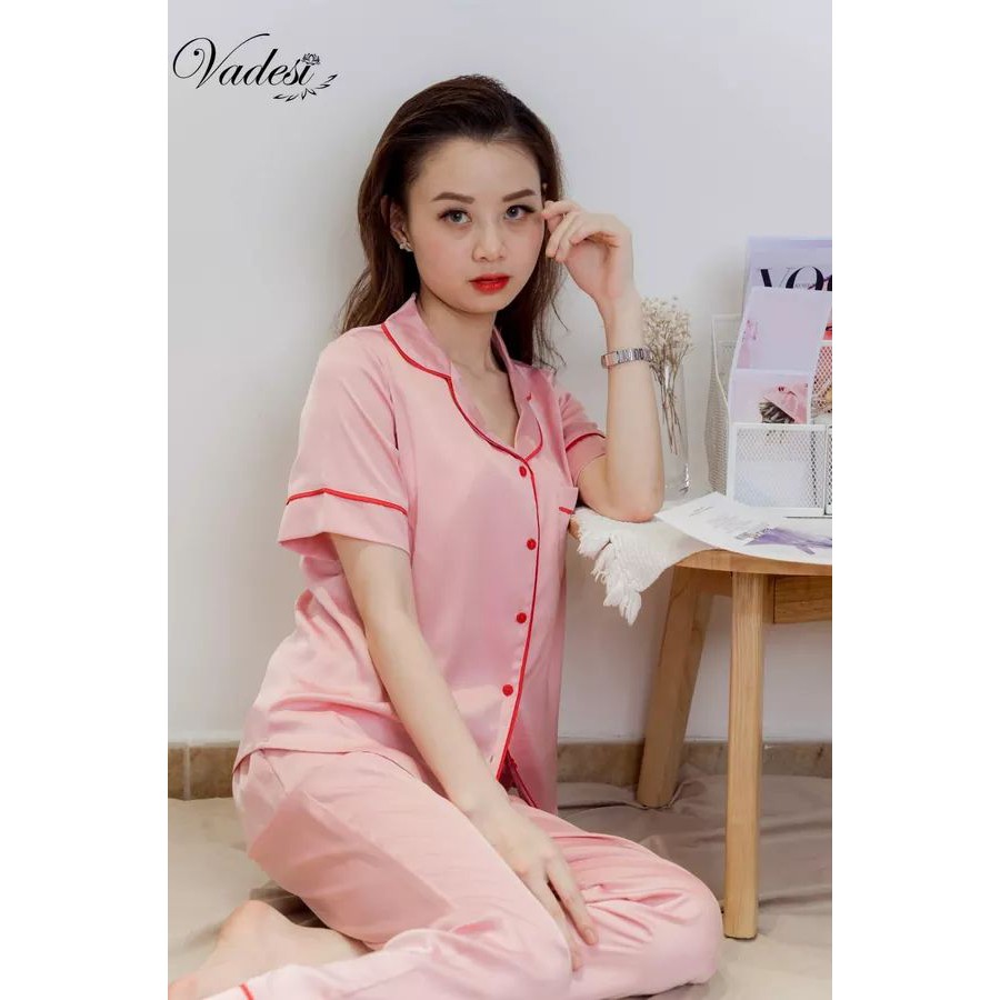 [Chính Hãng] Bộ Dài Tay Cộc Pijama Lụa Cao Cấp, Pijama Nữ, Đồ Ngủ Đẹp, Set Mặc Nhà Vadesi - Thời Trang