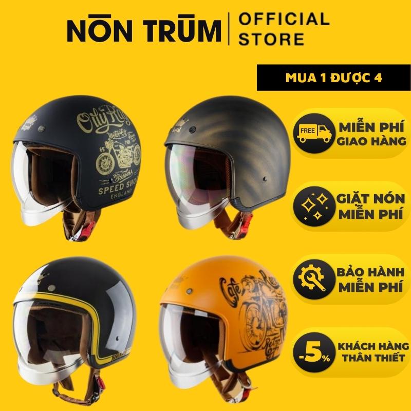 Nón bảo hiểm 3/4 Royal M139 có kính âm V7 bóng