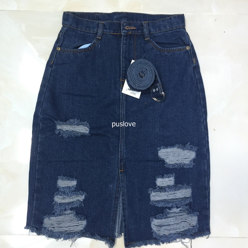 Chân Váy Jeans Dài Kèm Thắt Lưng SP910 | BigBuy360 - bigbuy360.vn