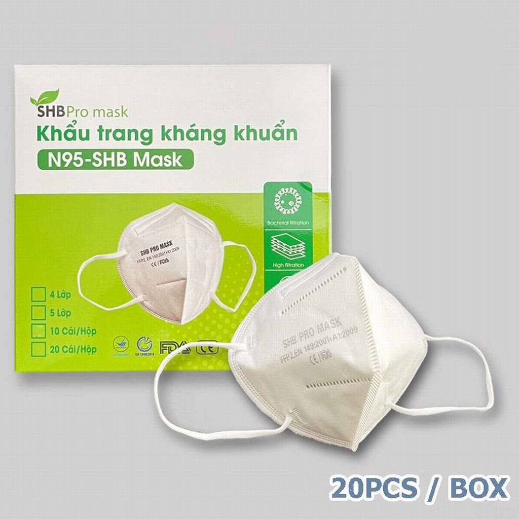 Khẩu Trang SHB Pro Mask 3D - N95 Không Van >95% bụi mịn PM2.5 (Hàng Chuẩn - Chính Hãng)