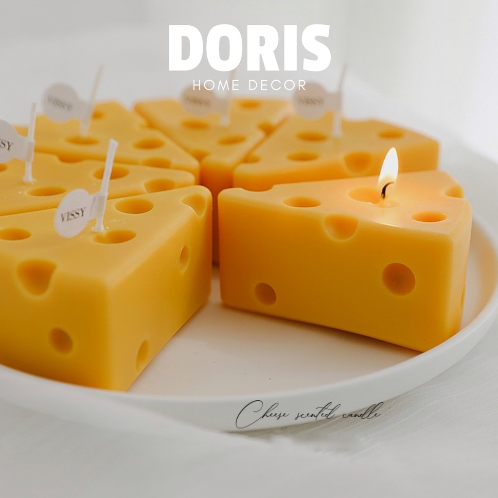 Nến sáp thơm hình quả quýt, cam vàng, miếng phô mai decor phong cách Hàn Quốc - Doris.decor