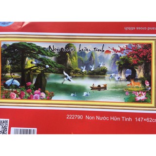 Tranh theu chu thap thien nhien giao hoa kt147x62cm