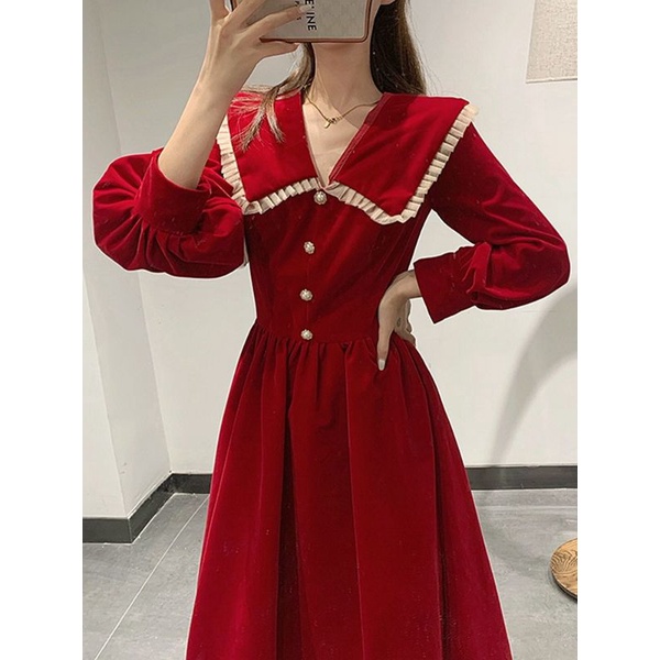Váy nữ cổ v thiết kế tay phồng dáng dài, Đầm thời trang công sở cao cấp dự tiệc sang trọng V108 | BigBuy360 - bigbuy360.vn