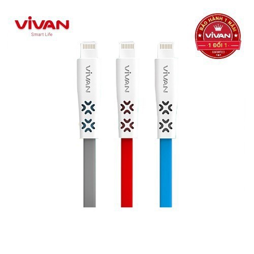 Cáp sạc iPhone iPad sạc nhanh và truyền dữ liệu tốc độ cao dài 2.4A 1 mét, siêu bền và an toàn -Vivan CTL100- Chính Hãng