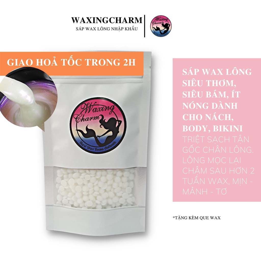 100gr Sáp Wax Lông Purple Pearl Ngọc Ánh Tím WaxingCharm Dành Cho Mặt, Râu, Nách, Body, Bikini