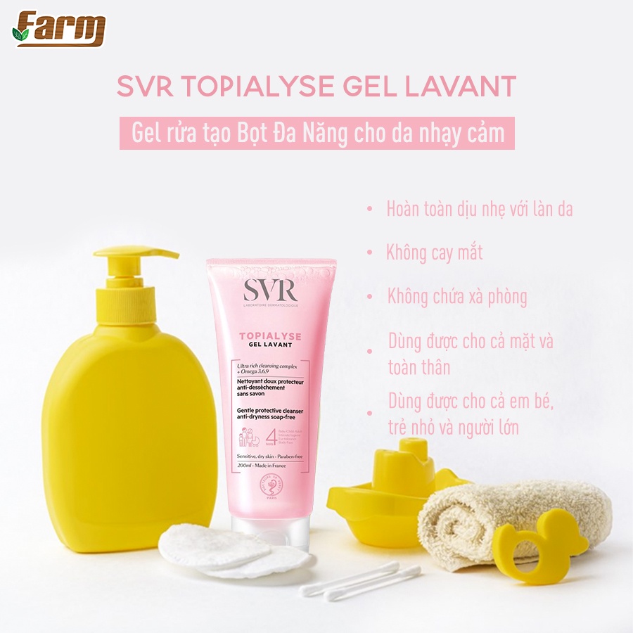 Sữa rửa mặt làm sạch và bảo vệ hàng rào da SVR Topialyse – mọi loại da kể cả da nhạy cảm, mụn viêm và da em bé (Pháp) | BigBuy360 - bigbuy360.vn