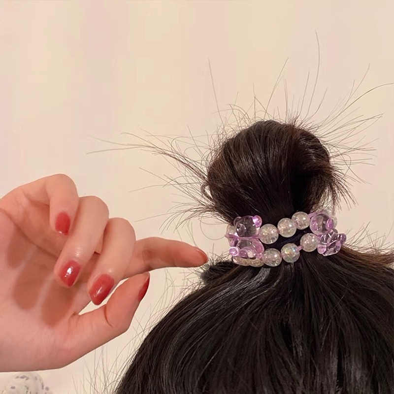 Dây cột tóc hình gấu đính đá pha lê dễ thương cho nữ