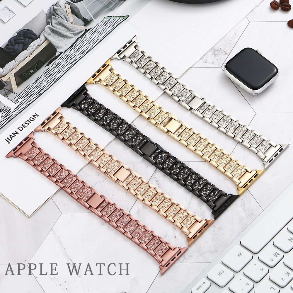 Dây Đeo Thay Thế Bằng PC Kim Loại Lấp Lánh Cho Đồng Hồ Apple Watch 7 6 5 4 32 1