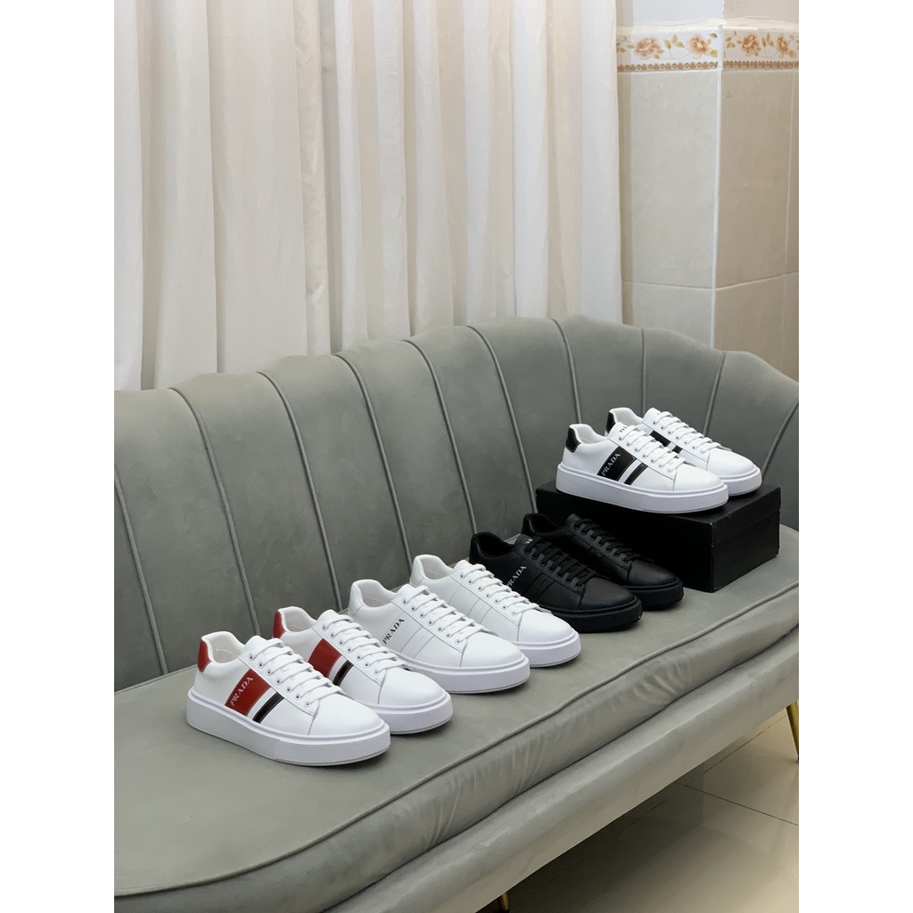 Giày sneaker nam da thật thời trang cao cấp Prada phong cách tối giản, năng động