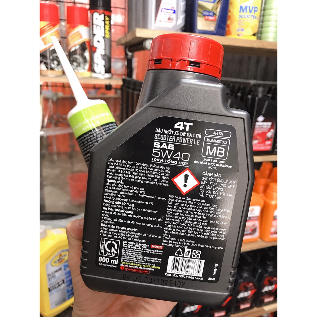 Combo Nhớt Xe Tay Ga Motul Scooter Power LE 5W40 800ML và Nhớt Lap Motul Scooter Gear Plus 120ML